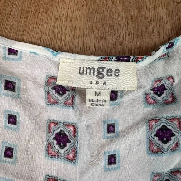 Umgee Tunic Top Womens Medium Boho Floral Long Sleeve Flowy Blouse - Picture 5 of 6